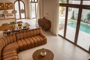 Living-space area for luxury Mediterranean villa in Bali